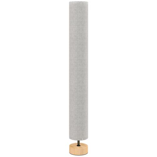 Lampadaire Colonne Sur Pied Bois Contemporain H.120 Cm Abat-Jour Lin Gris