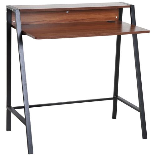 Bureau Secrétaire Bureau Informatique Dim. 84l X 45l X 85h Cm Style Néo-Rétro Étagère Coloris Noyer Noir