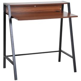 Bureau Secrétaire Bureau Informatique Dim. 84l X 45l X 85h Cm Style Néo-Rétro Étagère Coloris Noyer Noir