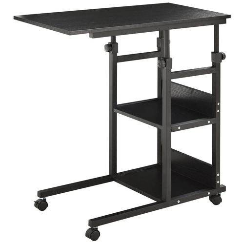 Table De Lit/Fauteuil - Table Roulante - Hauteur Réglable - 2 Étagères Intégrées - Panneaux Particules E1