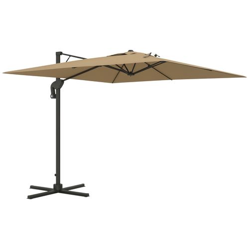 Parasol Déporté Carré Pivotant 360° Manivelle Alu. Polyester Kaki