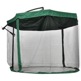 Parasol Déporté Octogonal Inclinable Pivotant Manivelle Moustiquaire Pied Acier Ø 2,95 X 2,42h M Vert