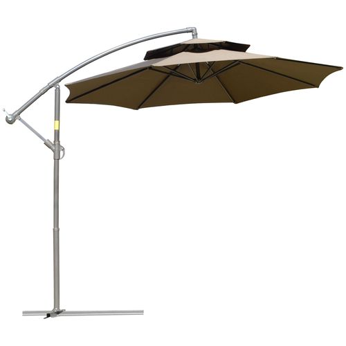 Parasol Déporté Octogonal Inclinable Acier Époxy Polyester Marron