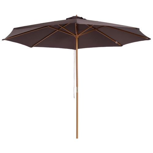 Outsunny Parasol Rond Grande Taille Diam?Tre 3 M Bois Polyester Haute Densit? Chocolat