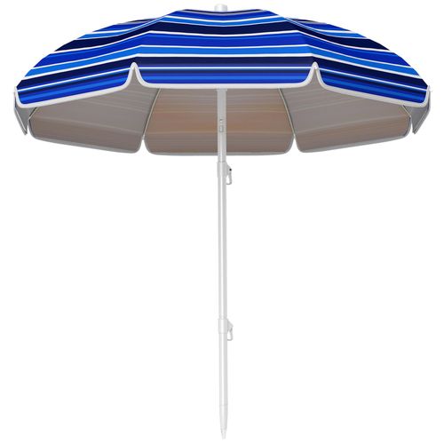 Parasol De Plage Inclinable Rond Dia. 1,8 M Upf50+ Sac De Transport Inclus Bleu Blanc Rayé