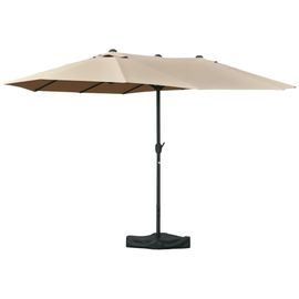 Parasol De Jardin Xxl Dim. 4,6l X 2,7l X 2,4h M Ouverture Fermeture Manivelle Pied & Contrepoids Inclus Acier Polyester Haute Densité Kaki