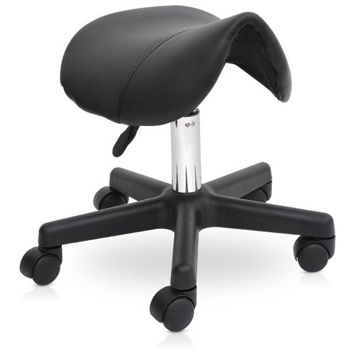 Tabouret De Massage Tabouret Selle Ergonomique Pivotant 360° Hauteur Réglable Revêtement Synthétique Noir