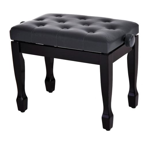 Banquette Piano Tabouret Siege Hauteur Reglable Noir Bois Revêtement Synthétique