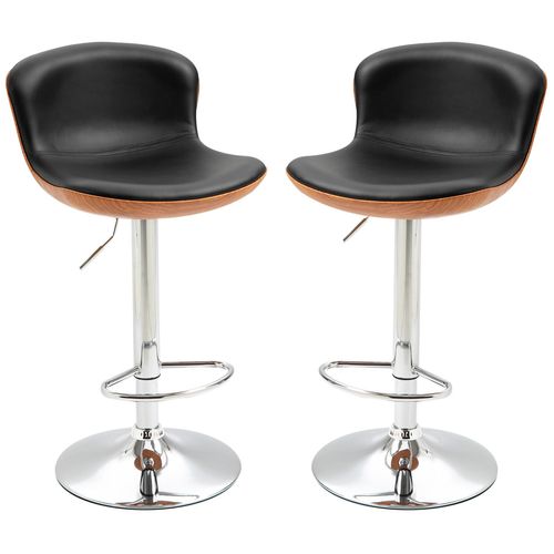 Lot De 2 Tabouret De Bar Design Contemporain Hauteur D'assise Réglable 64-85 Cm Pivotant 360° Revêtement
