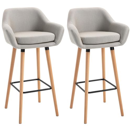 Tabourets De Bar Design Scandinave - Lot De 2 Tabourets De Bar Grand Confort Avec Repose-Pieds Et Accoudo