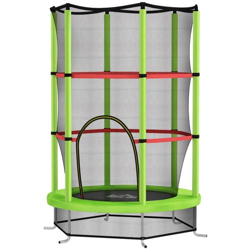 Trampoline Enfant Ø140 Cm Max. 45 Kg - Filet Sécurité, Porte Zippée, 6 Poteaux Rembourrés - Vert