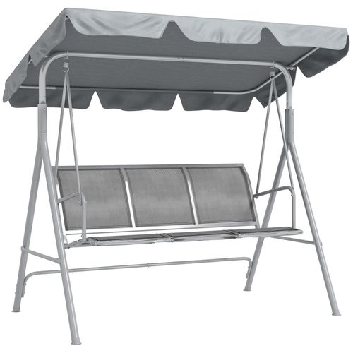 Balancelle De Jardin 3 Places Grand Confort Toit Imperméabilisé Inclinaison Réglable Assise Et Dossier Ergonomique Acier Textilène Gris Clair