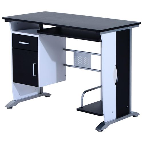 Bureau Informatique Design En Mdf 100 L X 52 I X 75h Cm Noir Et Blanc