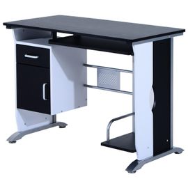 Bureau Informatique Design En Mdf 100 L X 52 I X 75h Cm Noir Et Blanc