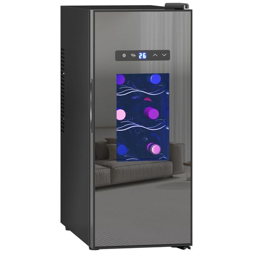 Cave à vin 12 bouteilles 30L thermoélectrique silencieuse - porte verre, éclairage LED, écran tactile numérique - noir