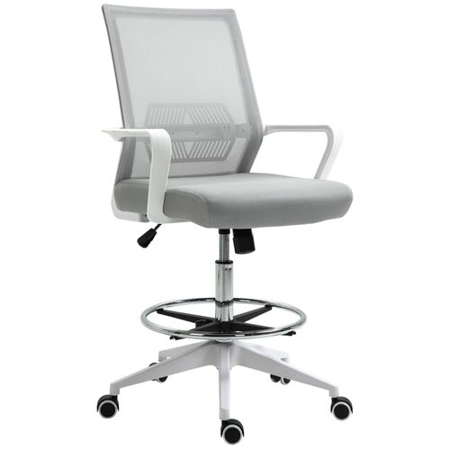Fauteuil De Bureau Chaise De Bureau Assise Haute Réglable Dim. 64l X 59l X 104-124h Cm Pivotant 360° Maille Respirante Gris