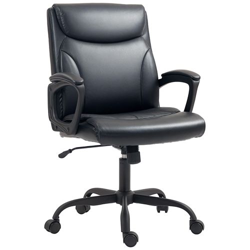 Chaise De Bureau Manager Réglable Accoudoirs Rembourrés Métal Synthétique Noir