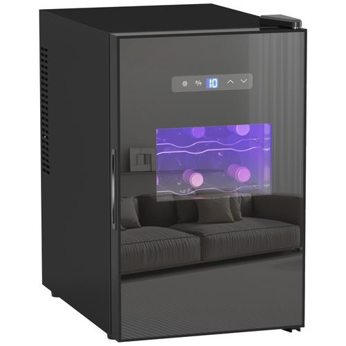 Cave à vin 15 bouteilles 39L T.5-18°C éclairage LED écran tactile numérique porte verre anti-UV noir