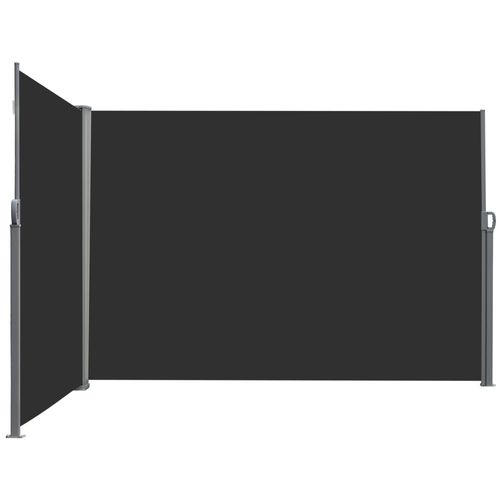 Double Store Latéral Brise-Vue Paravent Rétractable Dim. 6l X 1,60h M Polyester Anti-Uv Haute Densité Noir