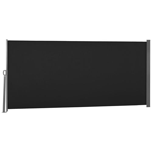 Store Latéral Brise-Vue Paravent Rétractable Dim. 3l X 1,6h M Métal Polyester Imperméable Anti-Uv Haute Densité 180g/M² Noir