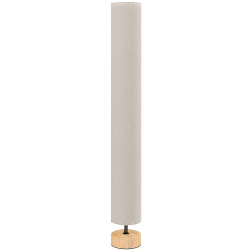Lampadaire Colonne Sur Pied Bois Contemporain H.120 Cm Abat-Jour Lin Beige