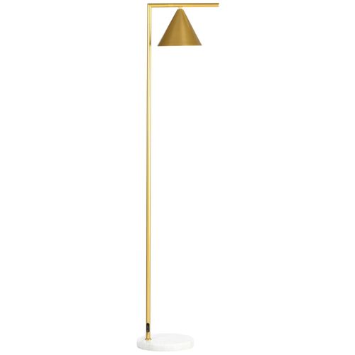Lampadaire Sur Pied Salon 40w Acier Doré Abat-Jour Conique Orientable Base Marbre