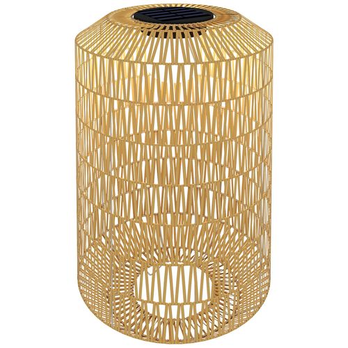 Lampadaire Solaire Led En Résine Tressée Filaire Style Boho Dia. 30 X 55h Cm Beige