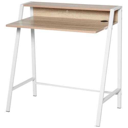 Bureau Secrétaire Bureau Informatique Dim. 84l X 45l X 85h Cm Style Néo-Rétro Étagère Coloris Chêne Clair