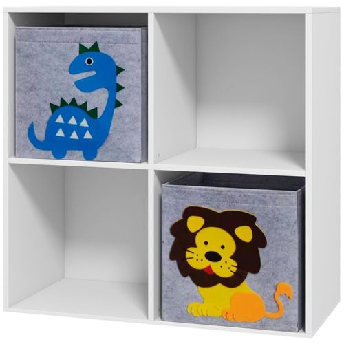 Meuble De Rangement Jouets Enfant Étagère De Jouet Pour Chambre D'enfant 4 Casiers 2 Tiroirs Non Tissé Mdf Blanc
