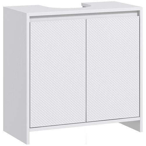 Meuble Sous Vasque Design Contemporain 2 Portes Étagère Blanc