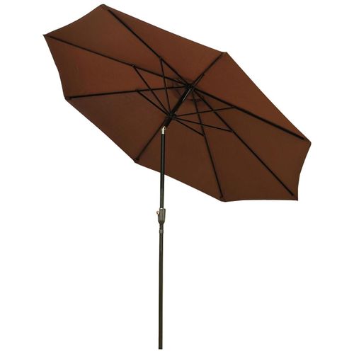 Parasol En M?Tal Rond Polyester 180g/M? Manivelle Inclinable ? 3 X 2,45 M Chocolat