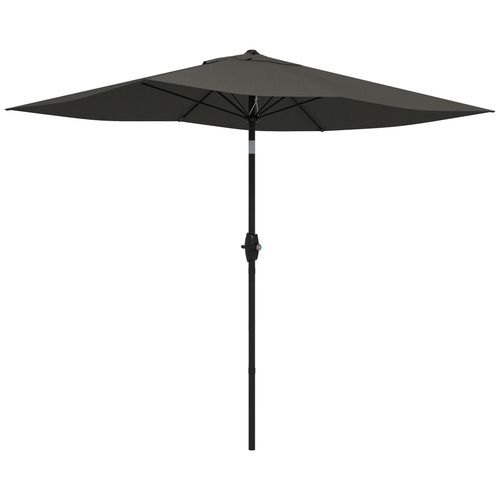 Parasol Rectangulaire Inclinable De Jardin Avec Manivelle Métal Polyester Haute Densité Anti Uv 50+ Gris