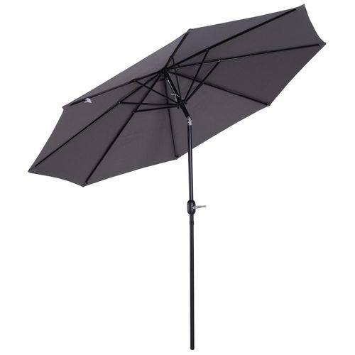 Parasol En M?Tal Rond Polyester 180g/M? Manivelle Inclinable ? 3 X 2,45 M Gris