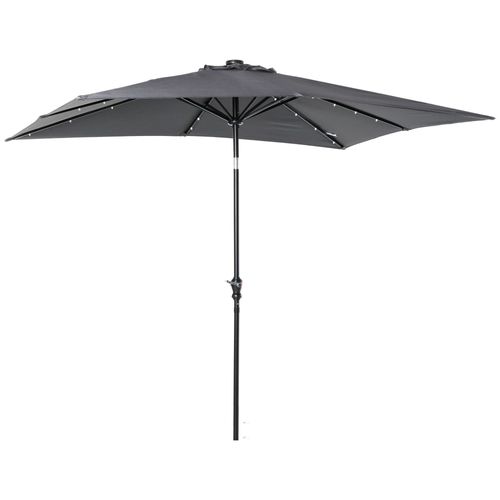 Parasol Lumineux Rectangulaire Inclinable Dim. 2,68l X 2,05l X 2,48h M Parasol Led Solaire M?Tal Polyester Haute Densit? Gris