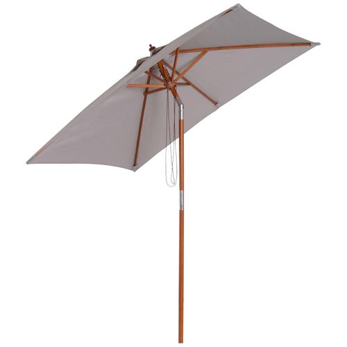 Parasol Rectangulaire Inclinable Bois Polyester Haute Densit? 2l X 1,5l X 2,3h M Gris Clair