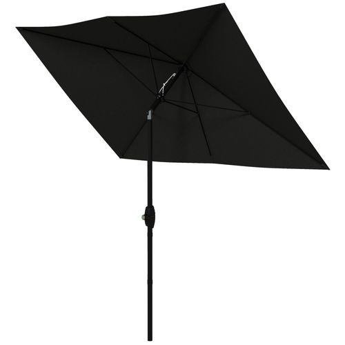 Parasol Rectangulaire Inclinable De Jardin Avec Manivelle Métal Polyester Haute Densité Anti Uv 50+ Noir