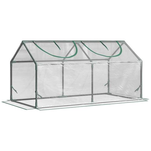 Mini Serre De Jardin Serre À Tomates 120 X 60 X 60 Cm 2 Fenêtres Zippées Enroulables Acier Thermolaqué Pvc Haute Densité Transparent