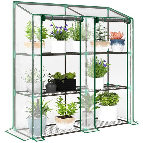 Mini Serre De Jardin 3 Niveaux 2 Portes 6 Étagères