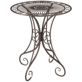 Table De Jardin Ronde 2 Places Style Fer Forgé Dia. 85 Cm Métal Brun