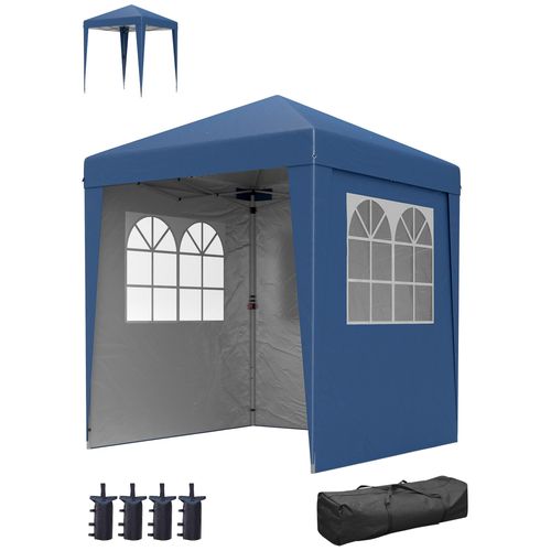 Tonnelle De Jardin Pliante Pop-Up Réglable Anti-Uv 30+ 4 Sacs Lestage Sac De Transport Bleu