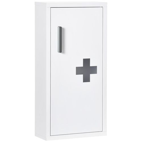 Armoire À Pharmacie 2 Étagères 3 Niveaux Dim. 30l X 12l X 60h Cm Logo Croix Transparent Acier Blanc