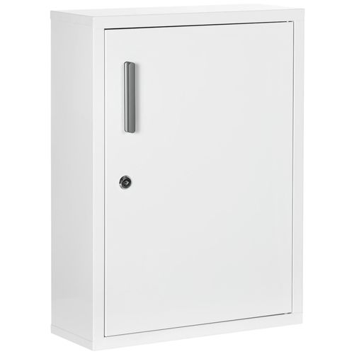 Armoire À Pharmacie 2 Étagères 3 Niv. Verrouillables Dim. 40l X 15l X 53h Cm 2 Clés Logo Croix Acier Blanc