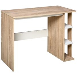 Bureau Informatique Multimédia Dim. 100l X 44l X 74h Cm 3 Étagères Latérales Panneaux Particules E1 Chêne