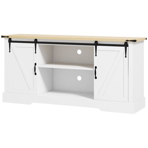 Buffet Design 2 Portes Coulissantes 3 Étagères Blanc Aspect Bois Clair