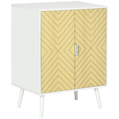 Buffet Design Scandinave 2 Portes Blanc Aspect Bois Clair Graphique