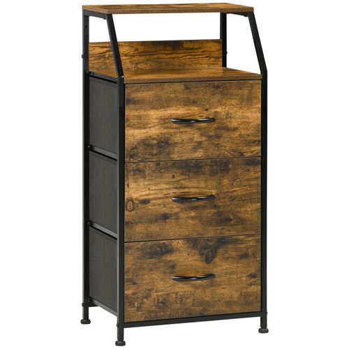 Meuble De Rangement Colonne Design Industriel Acier Noir Aspect Bois