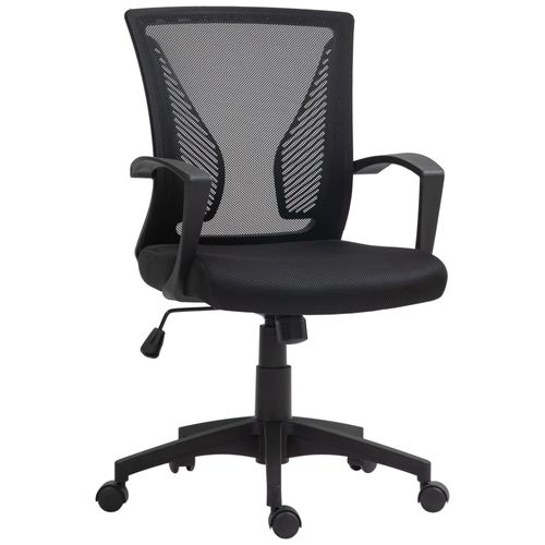Chaise De Bureau Ergonomique - Soutien Lombaire Intégré, Fonction Bascule Verrouillable - Polyester Maille Noir