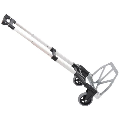 Chariot diable pliable leger telescopique charge 70kg en aluminium argent-noir