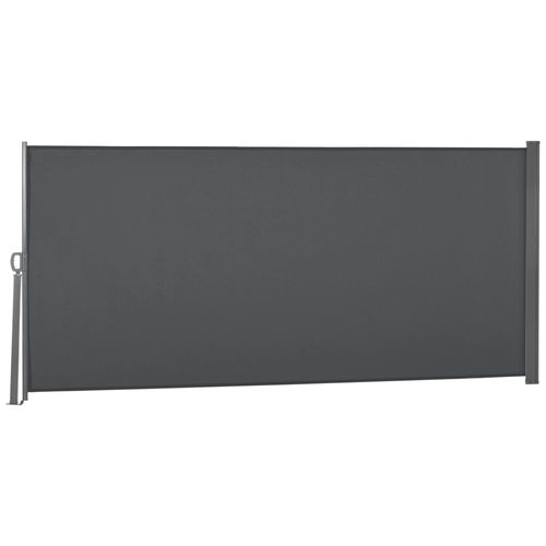 Store Latéral Brise-Vue Paravent Rétractable Dim. 3l X 1,6h M Métal Polyester Imperméable Anti-Uv Haute Densité 180g/M² Gris