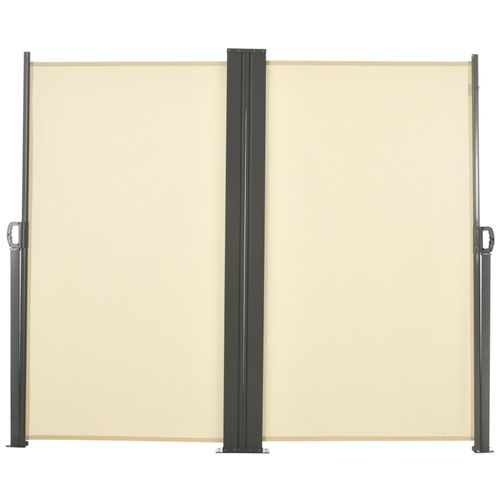 Double Store Latéral Brise-Vue Paravent Rétractable Dim. 6l X 1,60h M Polyester Anti-Uv Haute Densité Crème